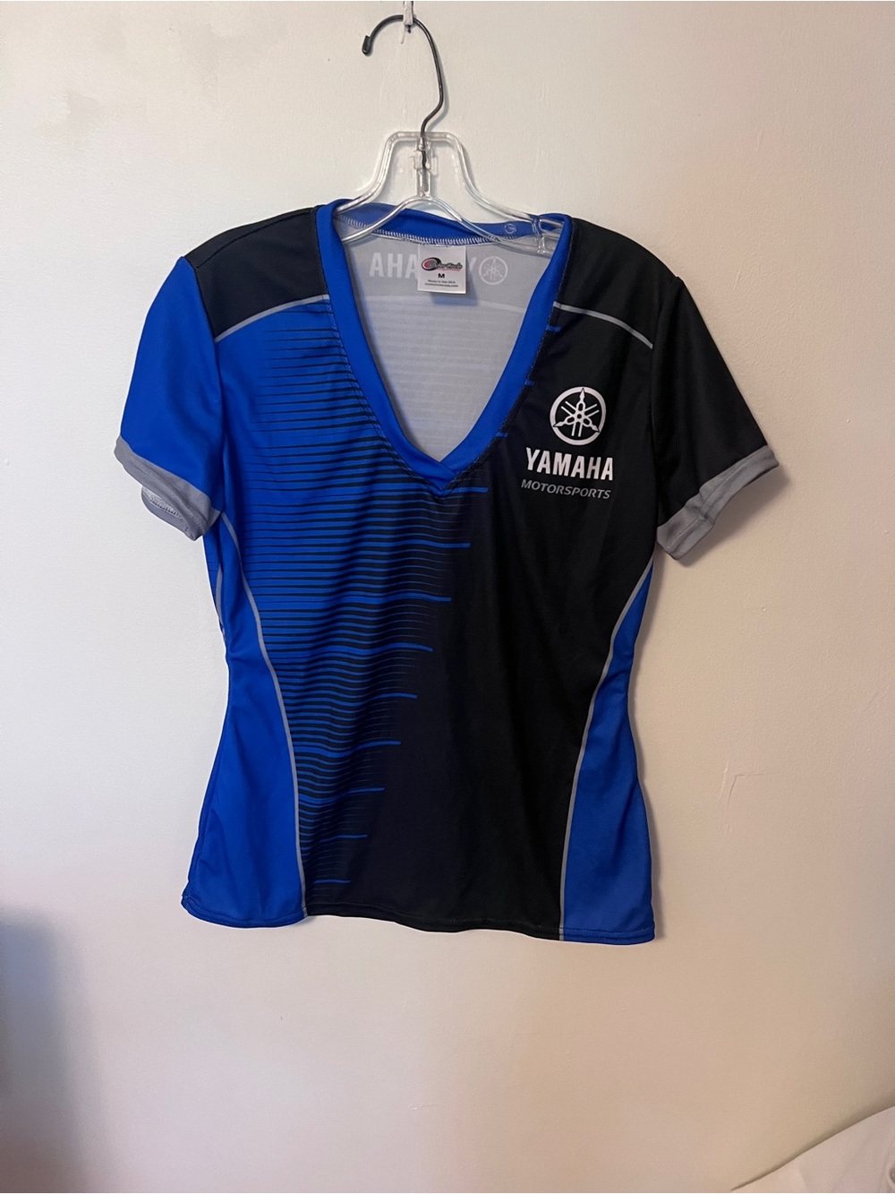 Yamaha Employees Women’s Blue & Black V‑Neck Motorsports Jersey